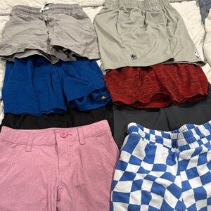 NBA Kids Multi-Pack Shorts in Khaki, Blue, Red, Pink, Black & White/Blue